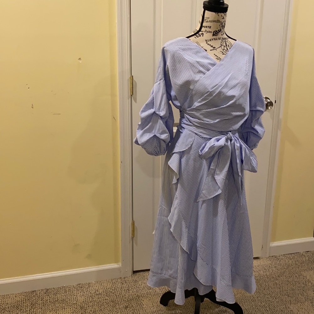 ft inc Blue and White Wrap around dress *